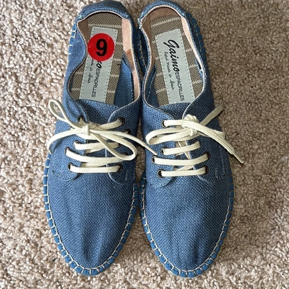 Gaimo blue canvas lace up espadrilles NWOT size 6